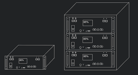 battery rack and single dark Battery for solar energy, single LiFeP04 and a server rack battery