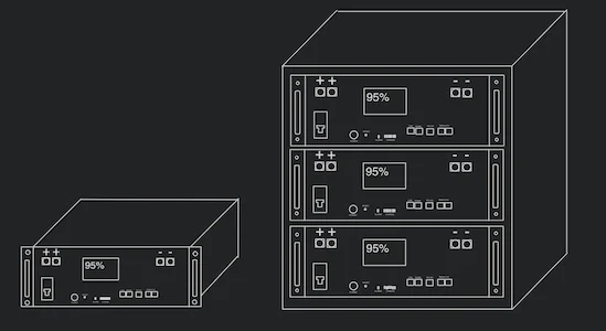 battery rack and single dark Battery for solar energy, single LiFeP04 and a server rack battery
