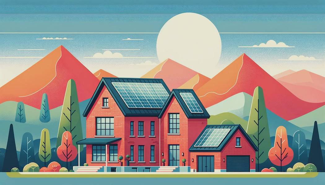 solar panels different directions full Eco-Friendly Redbrick House with Solar Panels in Simplistic Design